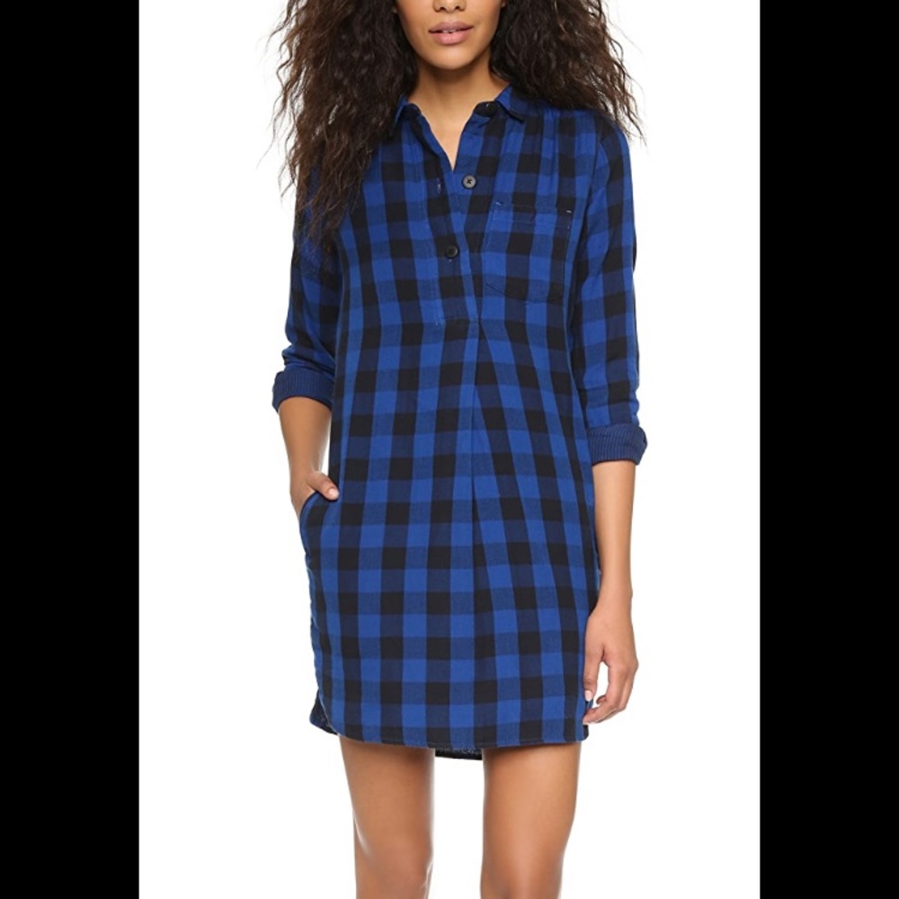 Plaid Madewell Blue Shirt Dress